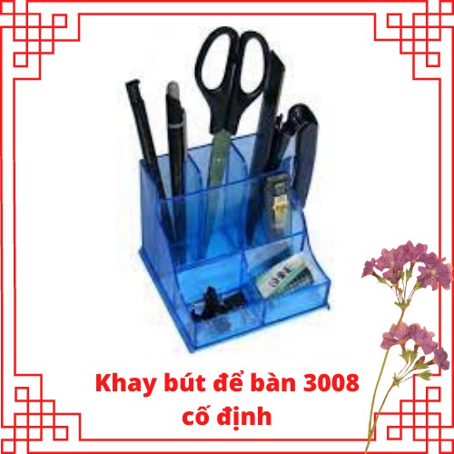 Khay bút cắm bàn 3008 cố định giao màu ngẫu nhiên