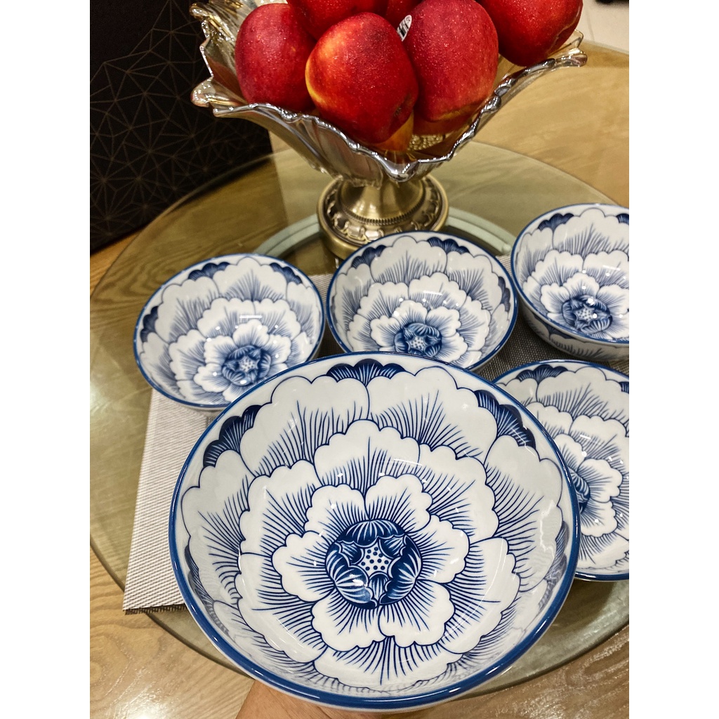 Tô Sứ In Hoa Xanh Cao Cấp Size 6