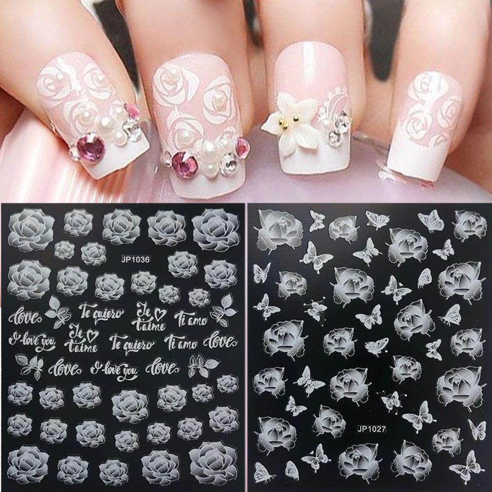 OCEANMAP Miếng Dán Trang Trí Móng Tay Hình Hoa Hồng 5D DIY