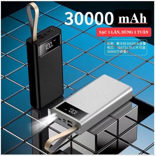 PIN SẠC DỰ PHÒNG DUNG LƯỢNG LỚN 30000mAh CAM KẾT ĐỦ DỤNG LƯỢNG- 3 CỔNG VÀO CÓ DÂY CẦM NHỎ GỌN