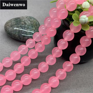 Chuỗi hạt đá Jasper Chalcedony màu hồng 4-12mm làm nữ trang