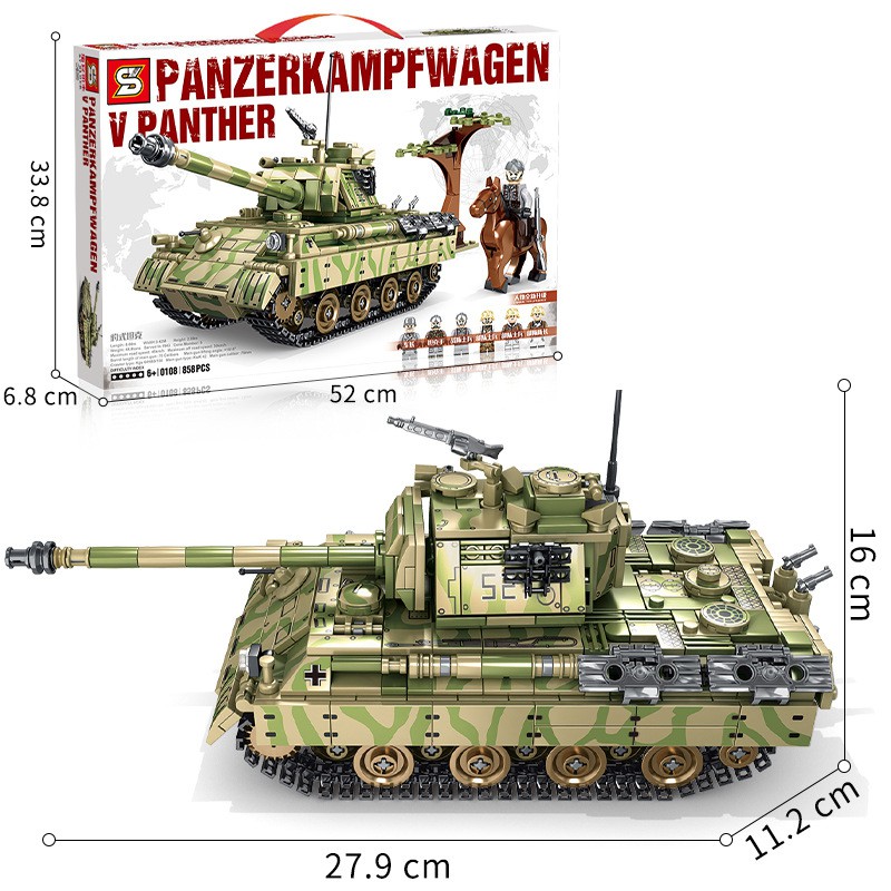 Đồ chơi Lắp ráp Xe Tăng Panzerkamfwagen V Panther - SY0108 German Tank - Mô hình thông minh - Xếp hình thông minh