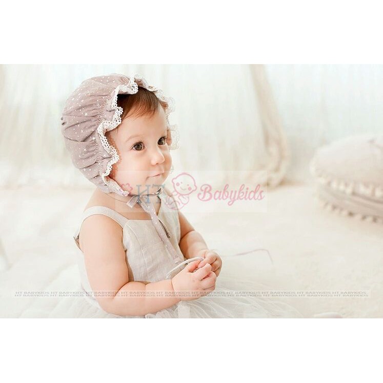 Nón Vải Bèo Cho Bé Gái Cột Dây Nơ Tiểu Thư