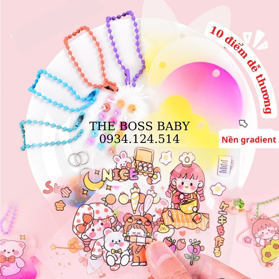 Móc Khóa Sticker Acrylic DIY Sáng Tạo