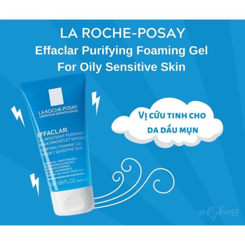 Sữa Rửa Mặt La Roche Posay Effaclar 50ml Sạch Mụn Chăm Sóc Da, Sữa Rữa Mặt Tạo Bọt Làm Sạch Giảm Nhờn Cho Da Dầu Nhạy Cả