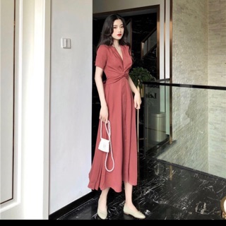 Váy dài xoắn eo ( Tặng 1 váy body như hình sau )