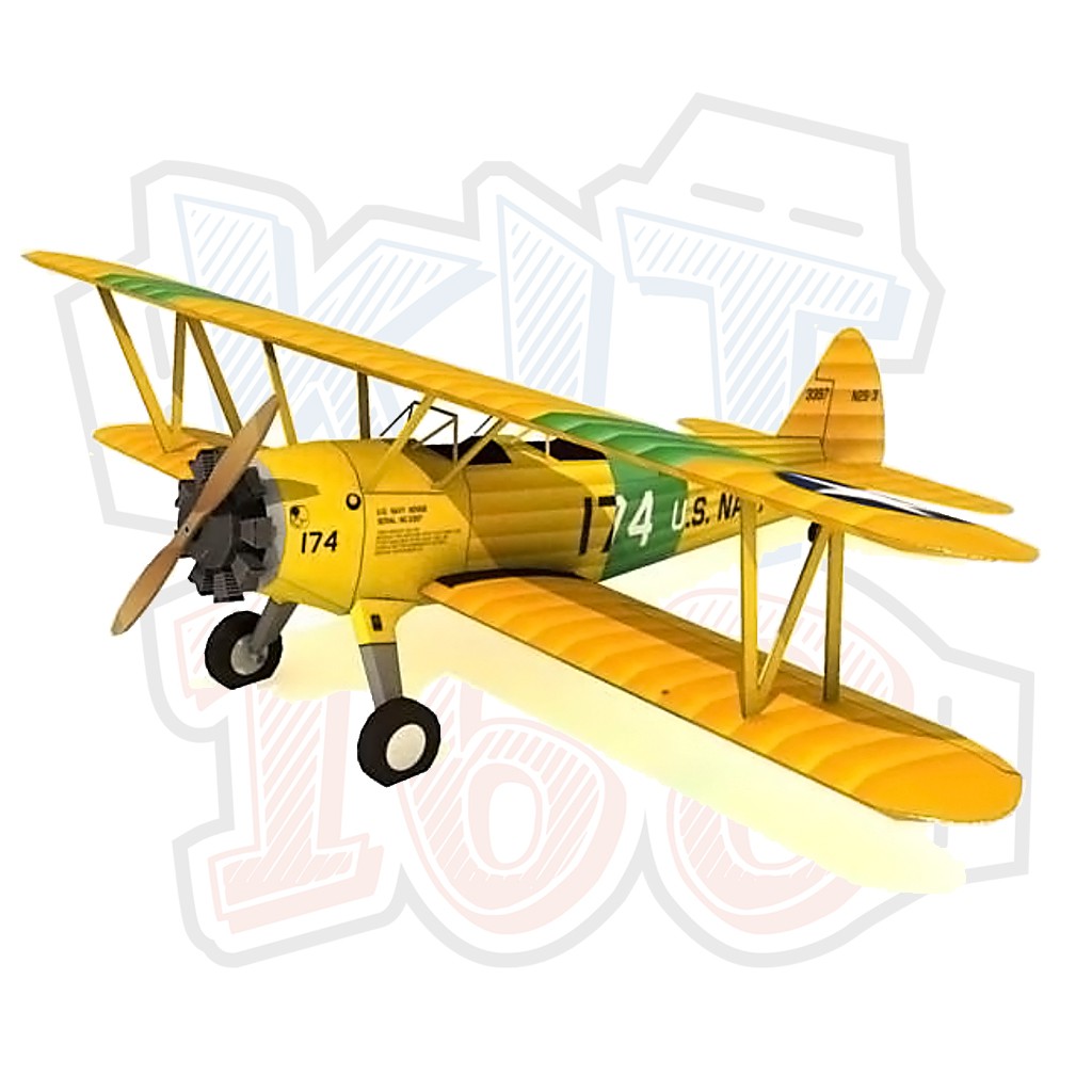 Mô hình giấy Máy bay quân sự Stearman Biplane Navy G-OBEE