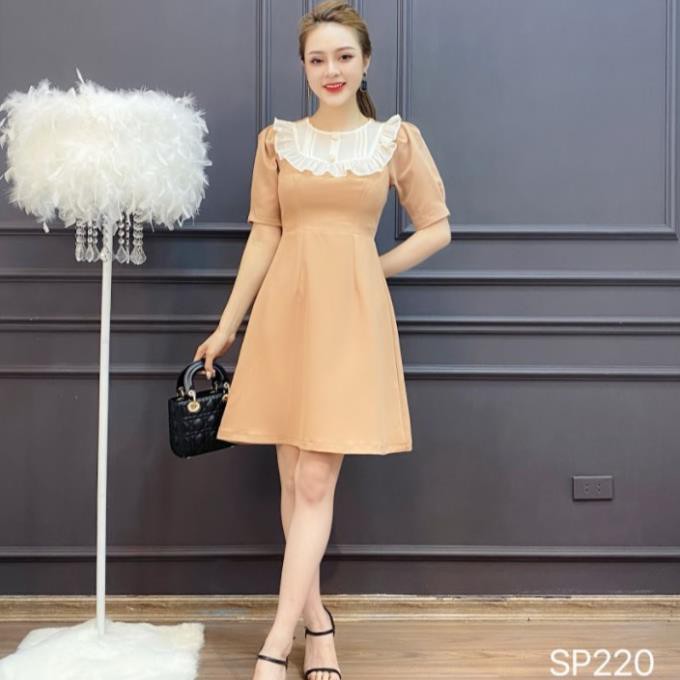 ADIOS Váy cổ bèo hai khuy, váy cổ bèo dáng chữ A - SP220 💝