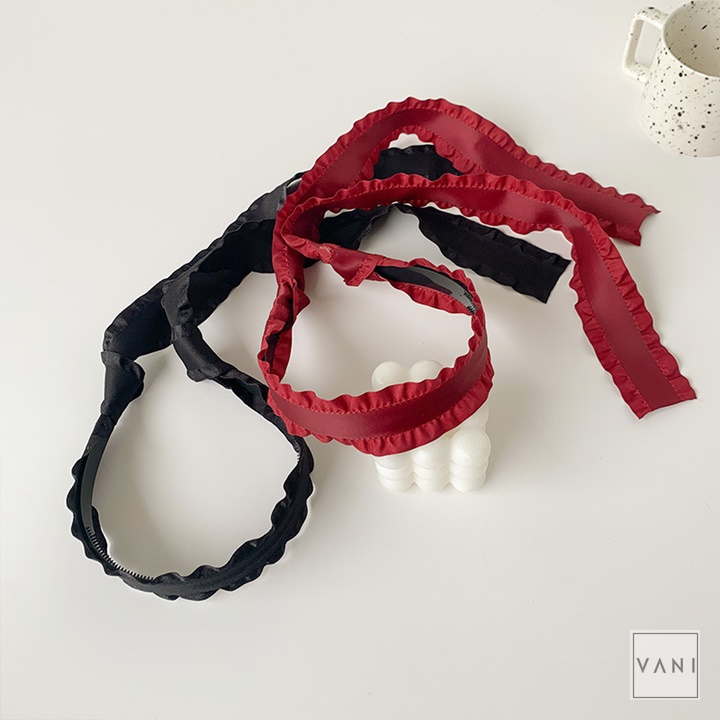 Băng Đô Cài Tóc Nữ Dây Dài, Kiểu Nhún Bèo Cổ Điển - Vani Store