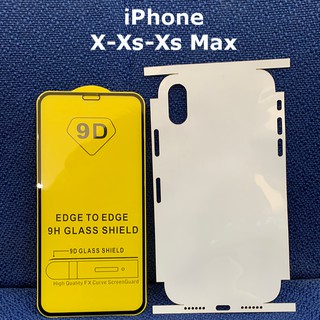 Combo miếng dán mặt lưng full viền lỗ loa + kính cường lực cho iPhone X - iPhone Xs - iPhone Xs Max