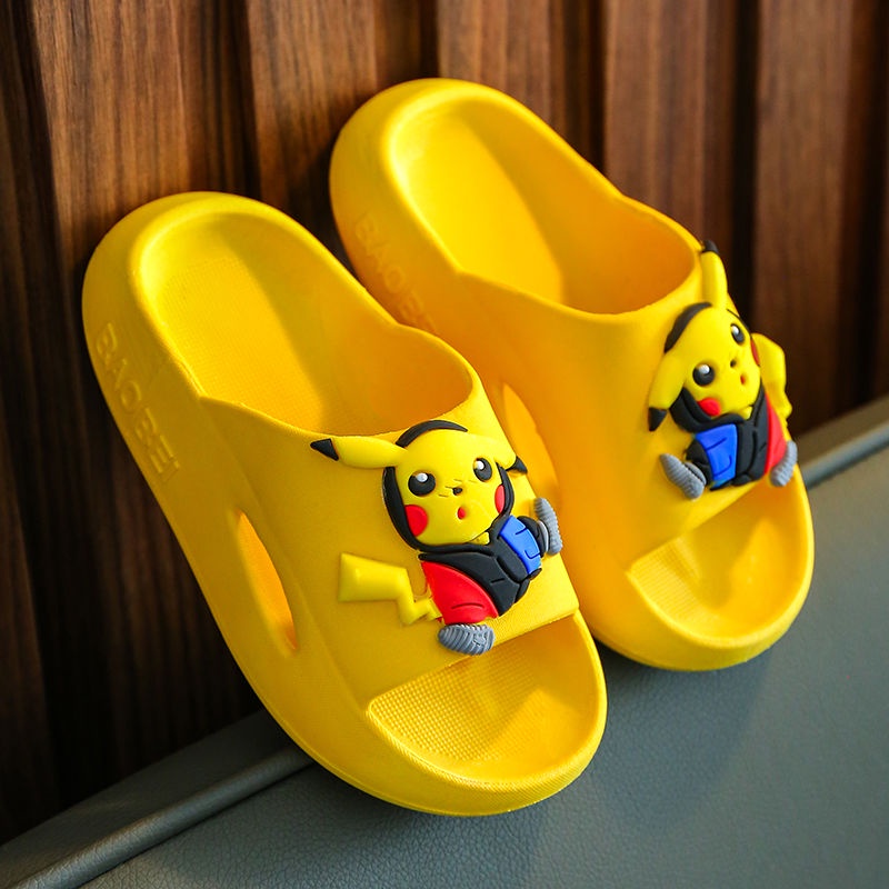 Pokemon slippers kids slippers Indoor non-slip summer boys and girls Quick drying at home cartoon Pikachu slippers Baby parent-child sandals and slippers Baby fashion children's shoes