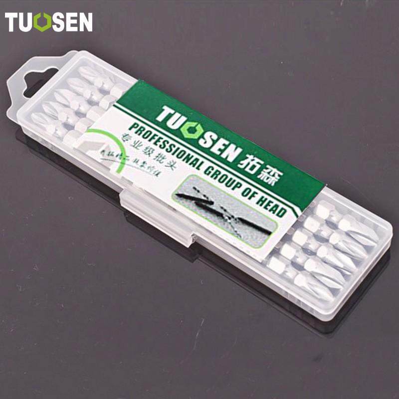 Hộp 10 mũi vặn vít 2 đầu TUOSEN - Có từ tính nam châm mạnh - Đầu bắn vít TUOSEN