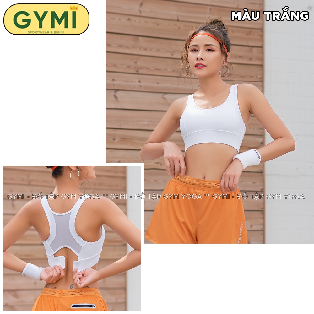 Áo bra tập gym yoga nữ GYMI AL20 chất thun poly lạnh thể thao khoá cài sau lưng lưới nâng đỡ cố định ngực