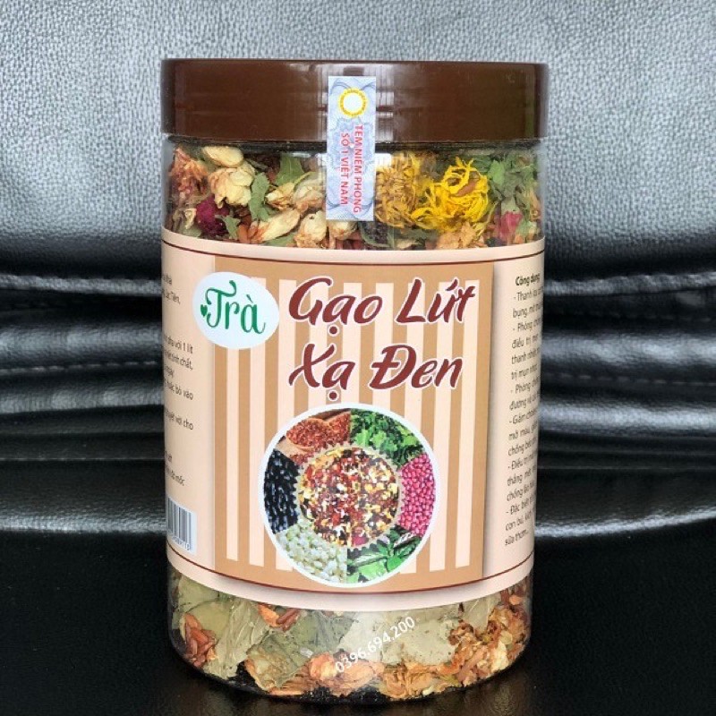 Trà gạo lứt xạ đen thảo mộc mát gan thải độc hộp 500g