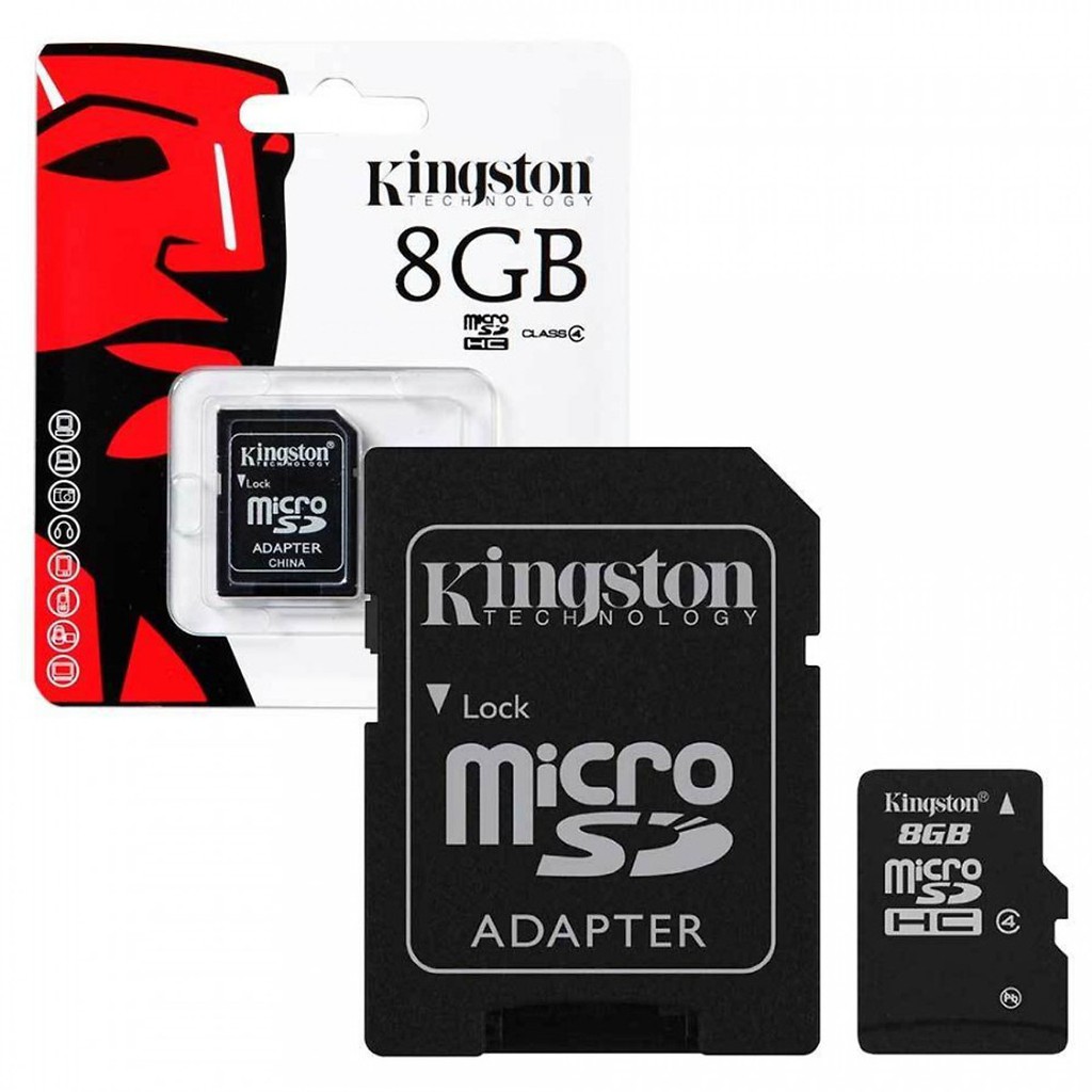 Thẻ Nhớ Micro SD Kingston 8GB SDHC Class 4 Kèm Adapter - Hàng Chính Hãng