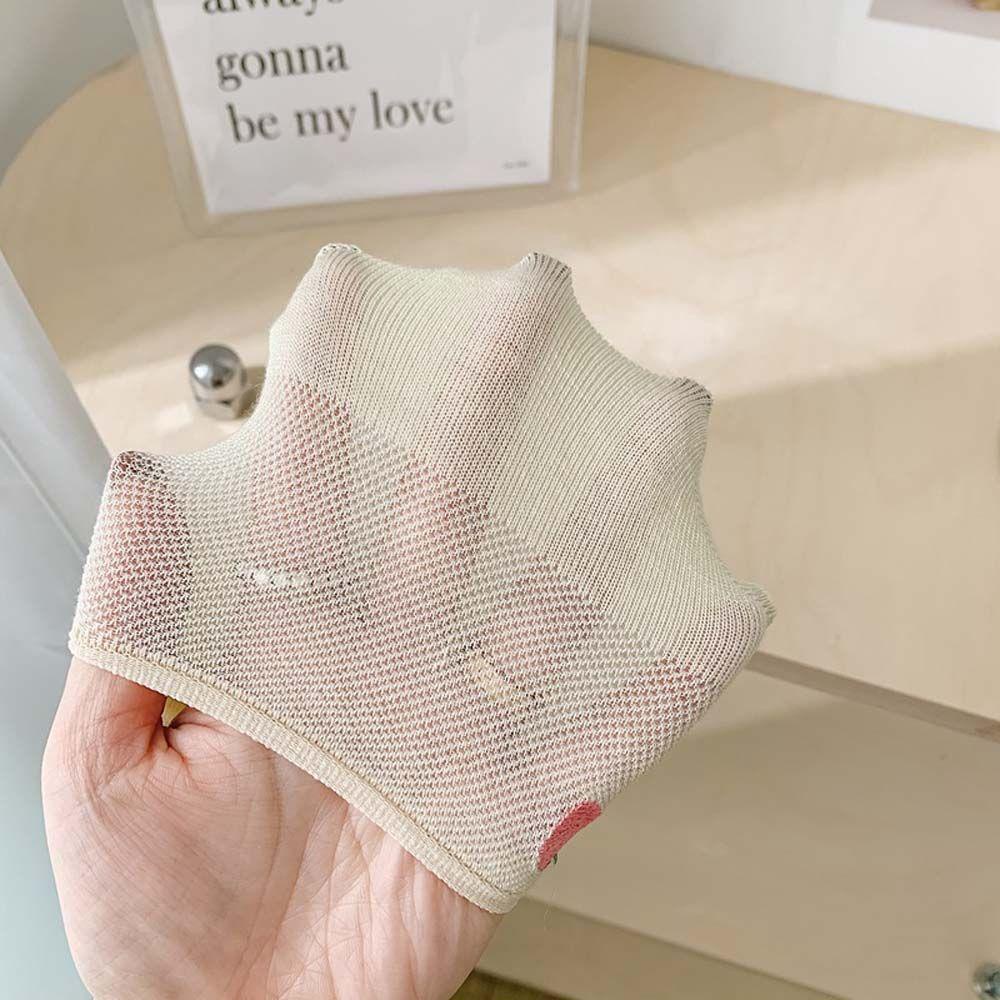 AROMA Tất Cotton Cổ Thấp Chống Trượt Họa Tiết Hoa Xinh Xắn