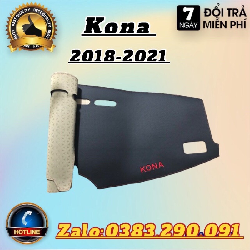 Thảm taplo Kona 2018-2021 da carbon cao cấp