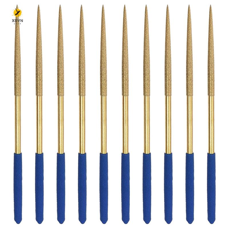 Bộ 10 Cây Dũa Kim Cương 3mm x 140mm Phủ Titan Cho Vật Liệu Gỗ / Kính / Đá