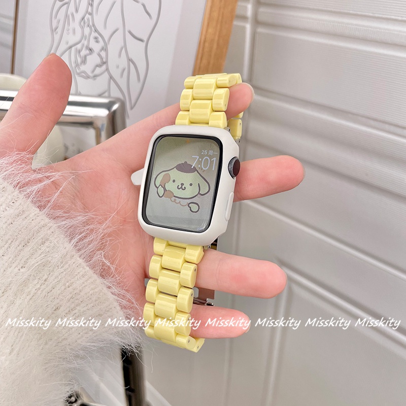 Dây Đeo Nhựa Acrylic Màu Kem Cho Đồng Hồ Thông Minh Apple Watch 41mm 45mm 44mm 40mm 7 6 5 4 3 2 1 42mm 38mm
