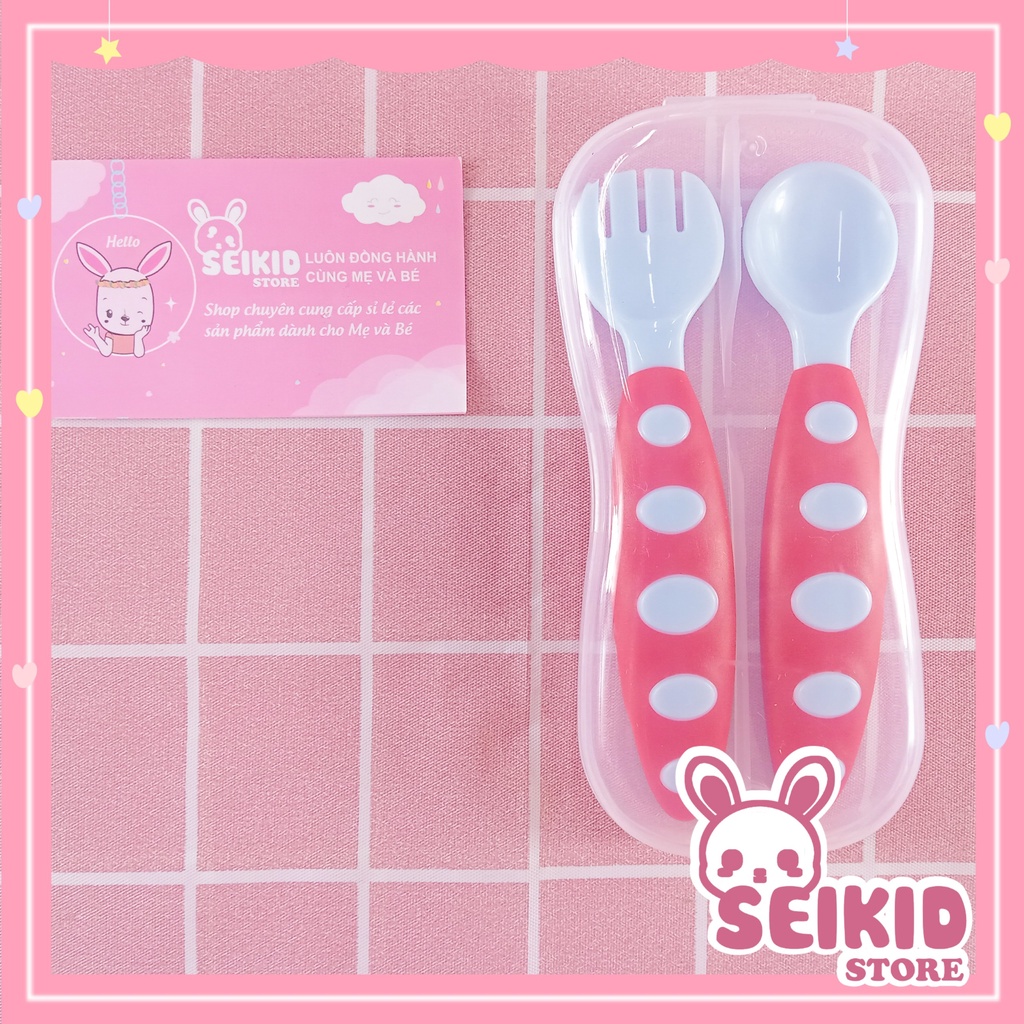 Sét 2 Thìa Cánh Cam Ăn Dặm Cho Bé Chịu Nhiệt XInh Xăn Cho Bé Yêu Seikid ( Có Hộp ) D11