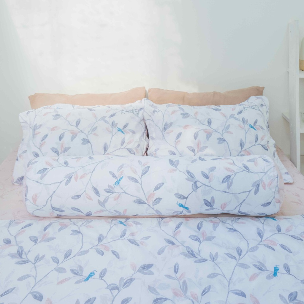 Bộ ga giường MicroTencel Hồng phối Trắng K-Bedding KMTP107 (4 món)