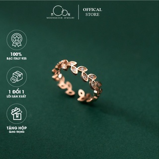 Nhẫn bạc mạ vàng Moonsilver nhánh lá lúa mỳ freesize