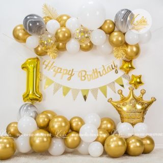 [ Đổi được số tuổi] Set bóng hoàng gia bé trai trang trí sinh nhật thôi nôi HG16
