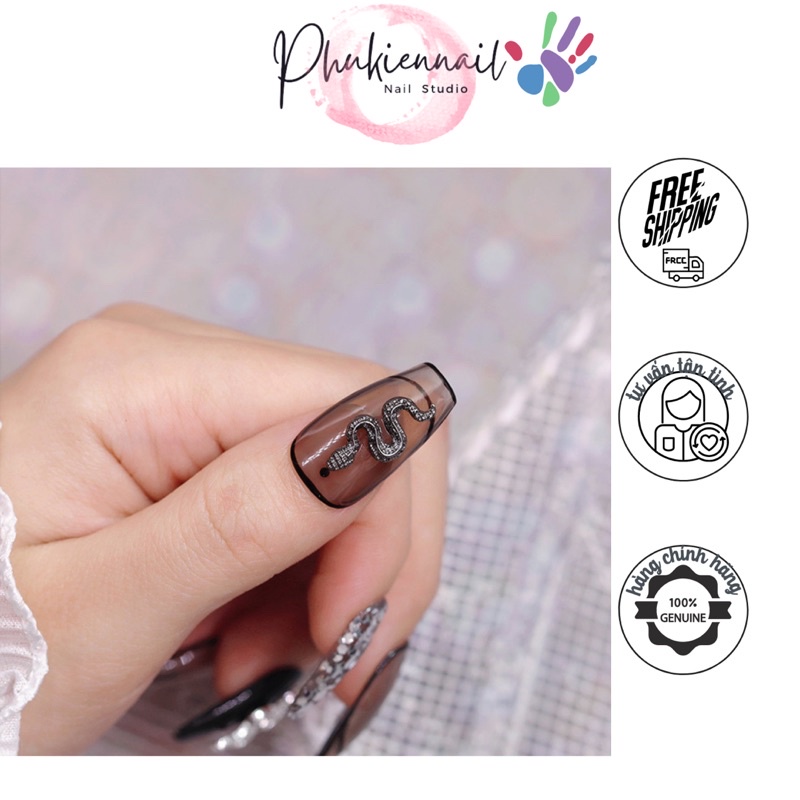 Charm hình con rắn xinh xắn trang trí nail