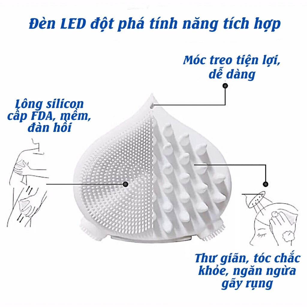 Máy rửa mặt kết hợp lược gội massage đầu MIANZ - BH 6 tháng