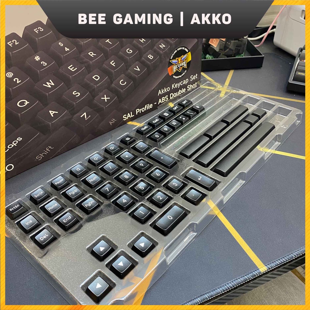 Bộ keycap AKKO – White on Black WoB (Chất liệu ABS Double-Shot / SAL profile / 195 nút)