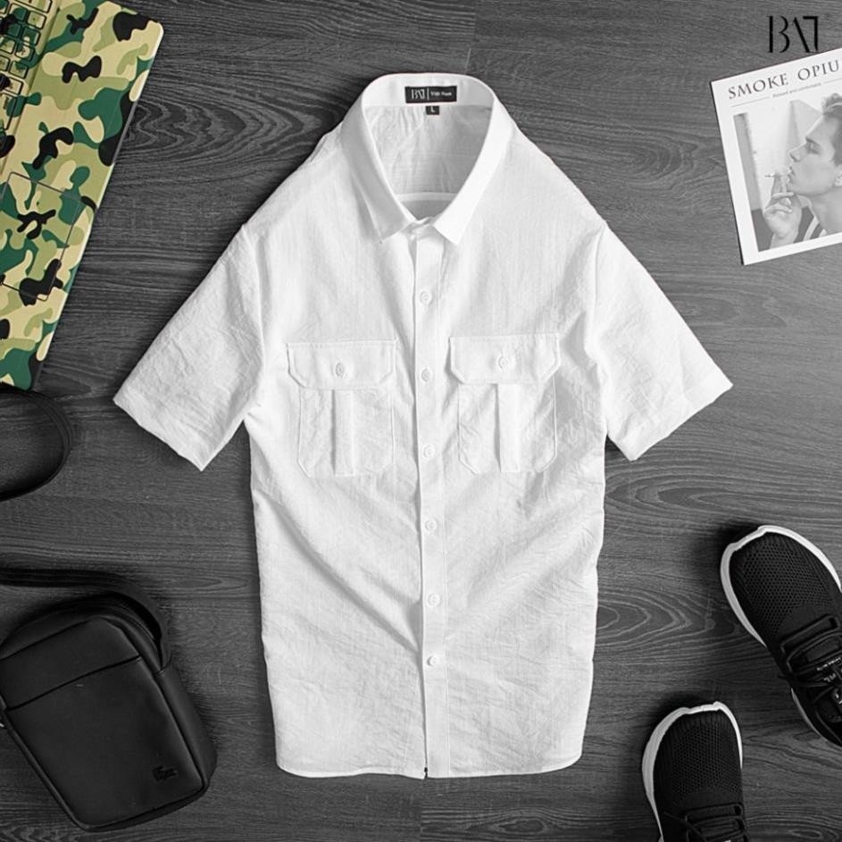 Áo sơ mi đũi nam, cổ tàu-cổ bẻ, ngăn tay, chất đũi thoáng mát, thời trang topmen68 | BigBuy360 - bigbuy360.vn