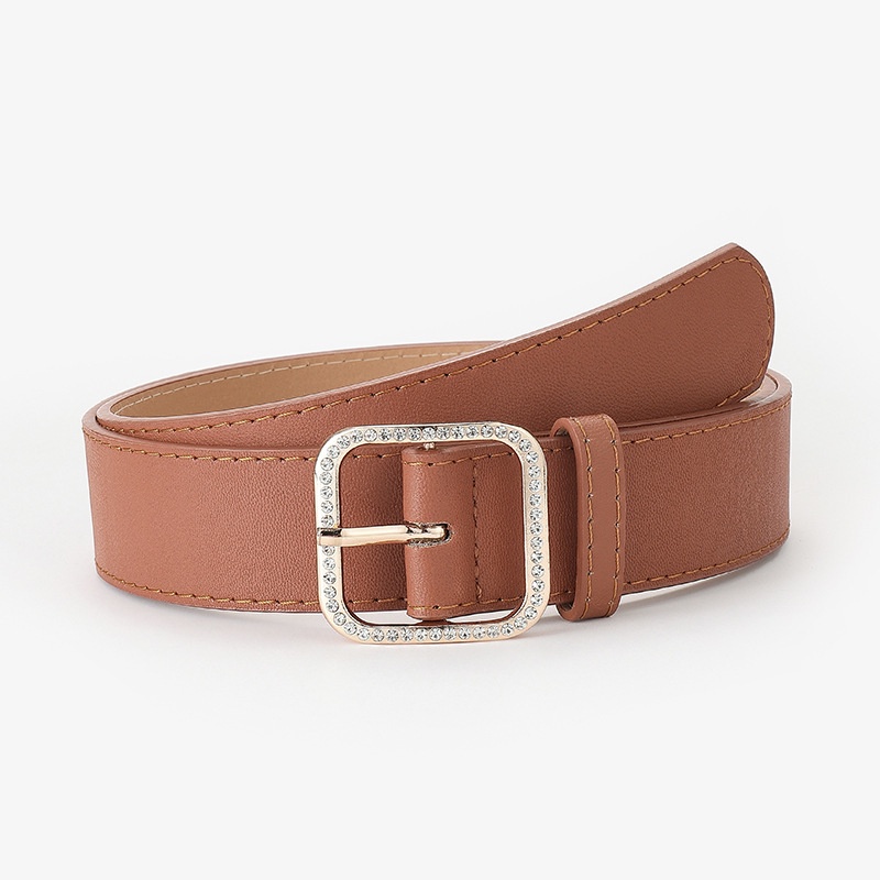 Thắt lưng bản rộng khóa vuông đính đá thời trang mới cho nữ