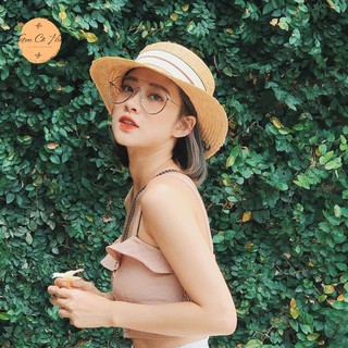 Mũ cói đi biển tiểu thư Love Me More vành 7cm ship ngay trong 1h đóng hộp không bị hỏng mũ