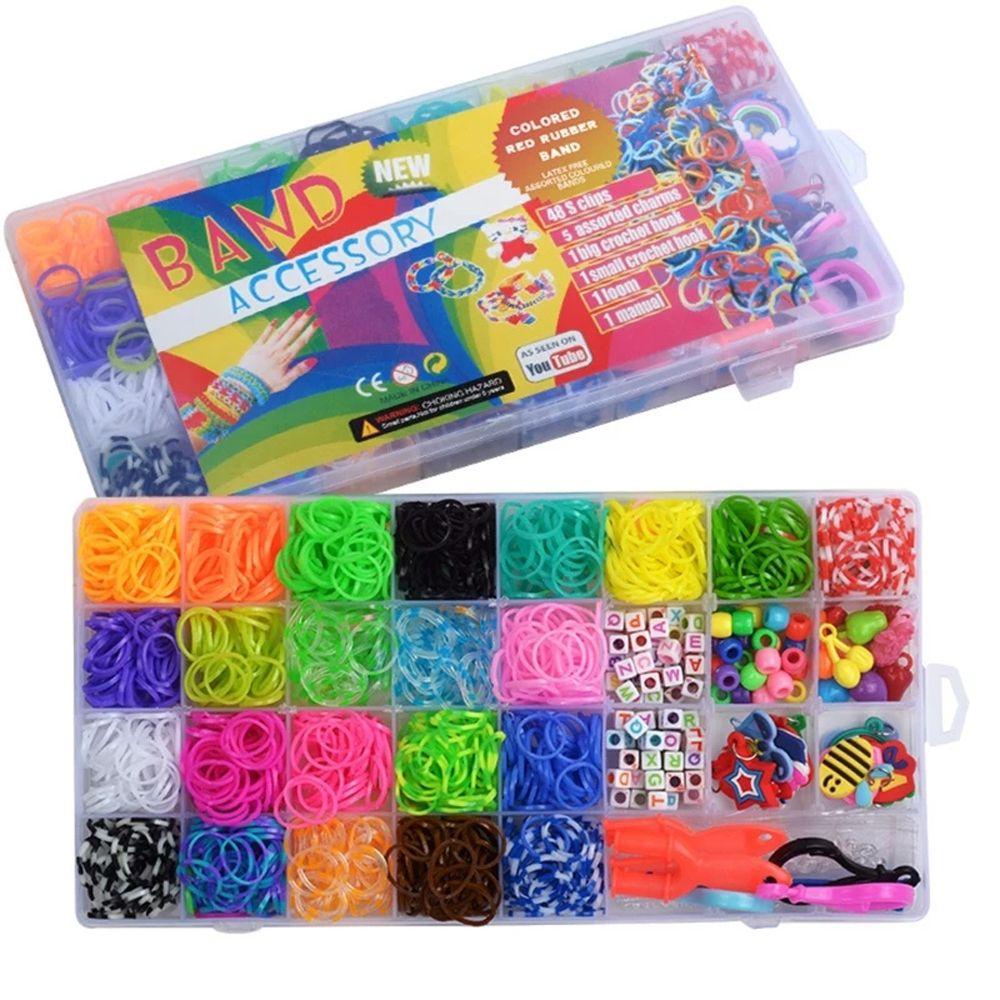 PRESTON 1500pcs Rainbow Rubber Bands Candy Color Rainbow Woven Bracelet Rubber Loom Bands Girl Gifts Colorful Loom Bands Craft Toys Classic Practical Multi-functional Bracelet Making Kit