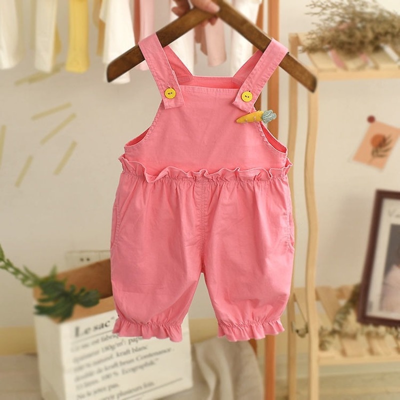 Quần Yếm Cotton Mỏng Phong Cách Hàn Quốc Mùa Hè Mới Cho Bé Gái