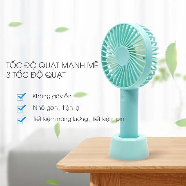Quạt Tích Điện Mini Cầm Tay Gấp Gọn Dễ Thương - Bảo Hành 1 Đổi 1