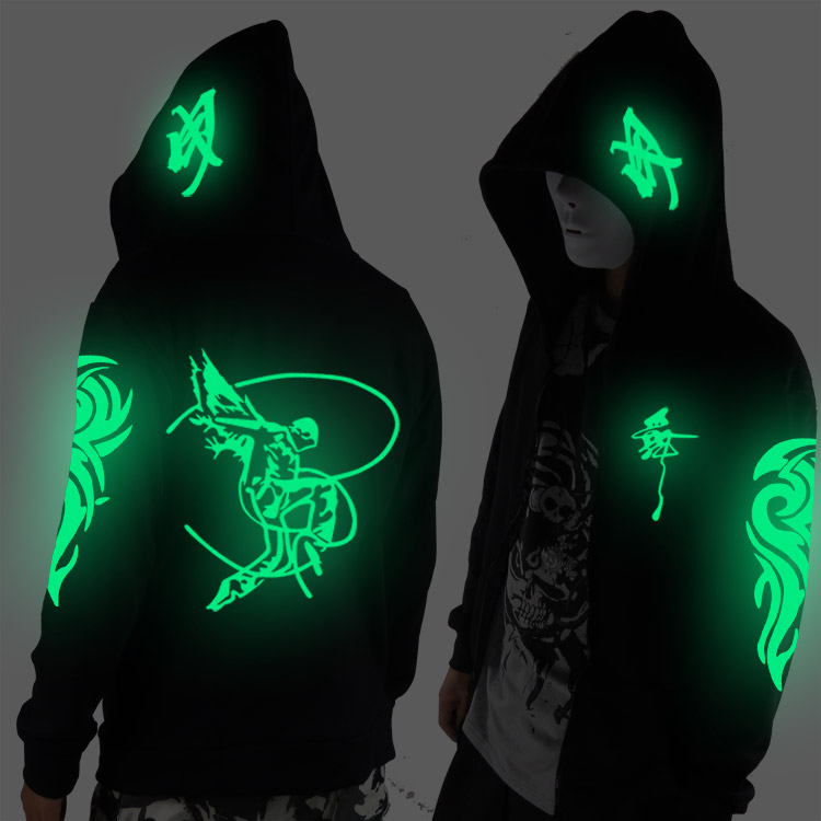 Áo khoác đen tay dài họa tiết dạ quang cá tính cho nam | BigBuy360 - bigbuy360.vn