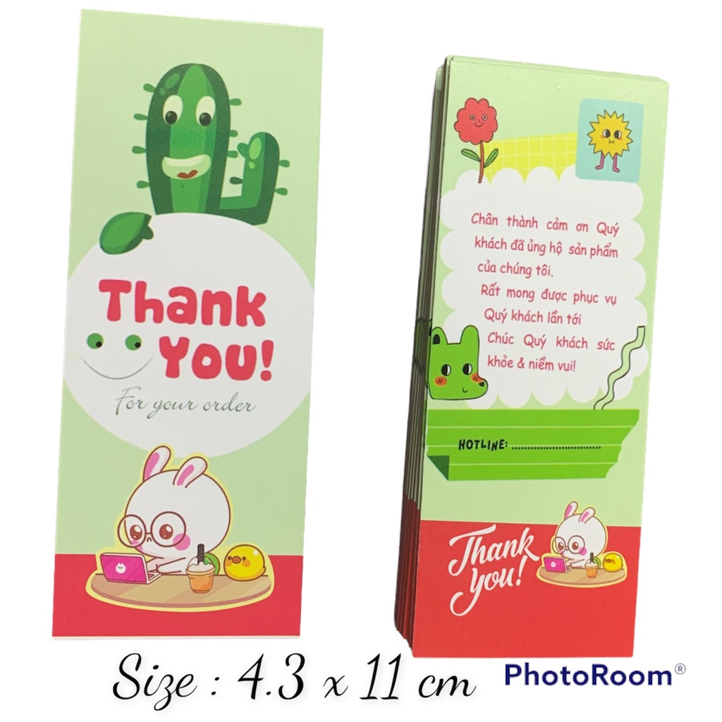 Tem Card cảm ơn khách hàng in 2 mặt - compo 50 tờ