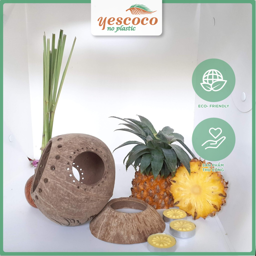 Gáo dừa xông Tinh dầu tự nhiên Trái Thơm| YESCOCO XƯỞNG SX