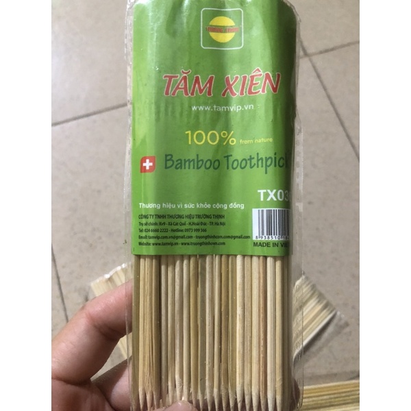 Tăm tre xiên thịt nướng , xiên xúc xích, bó 1 lạng gồm 10 gói nhỏ