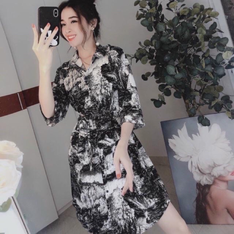 Đầm sơ mi loang