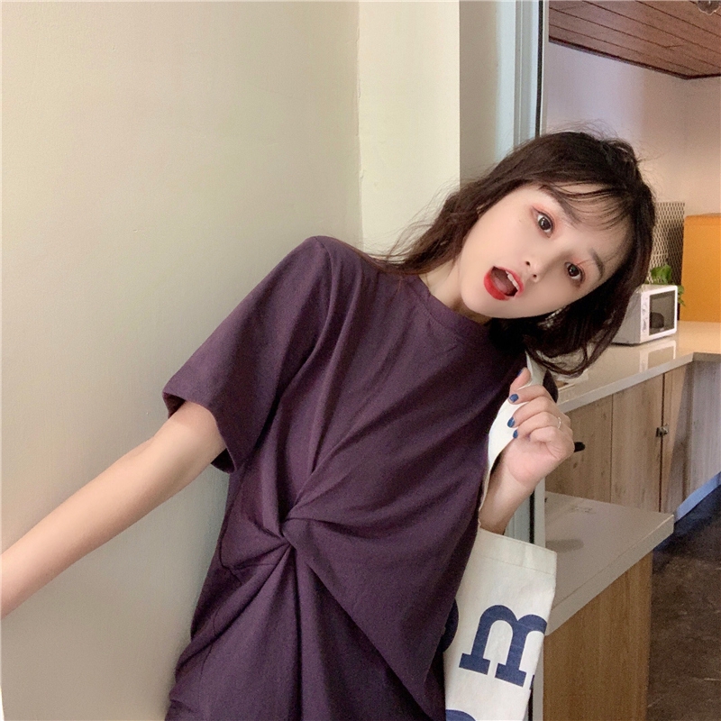 SUXI Áo Thun Tay Ngắn Dáng Rộng Phong Cách Hàn Quốc Cho Nữ