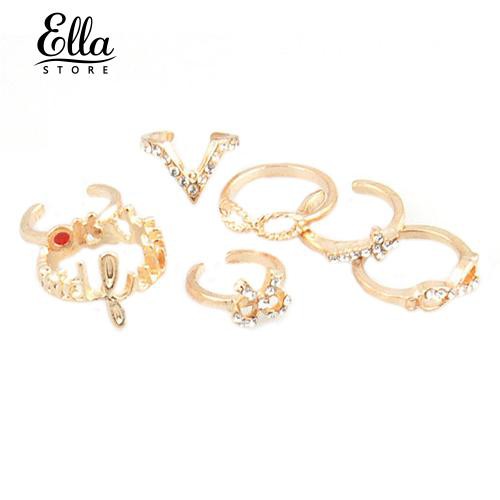 Set 7 NhẫN Đeo GiữA NgóN HìNh Nơ Dễ Thương ThờI Trang Cho Nữ