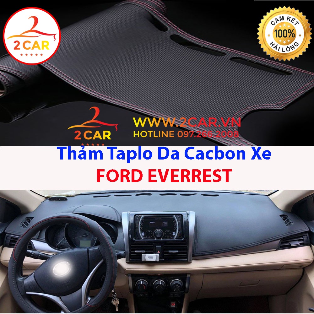 Thảm Taplo Da Carbon xe Ford Everest 2007- 2021,2022, 2023 vân cacbon chống nóng tốt, chống trơn trượt, vừa khít theo xe