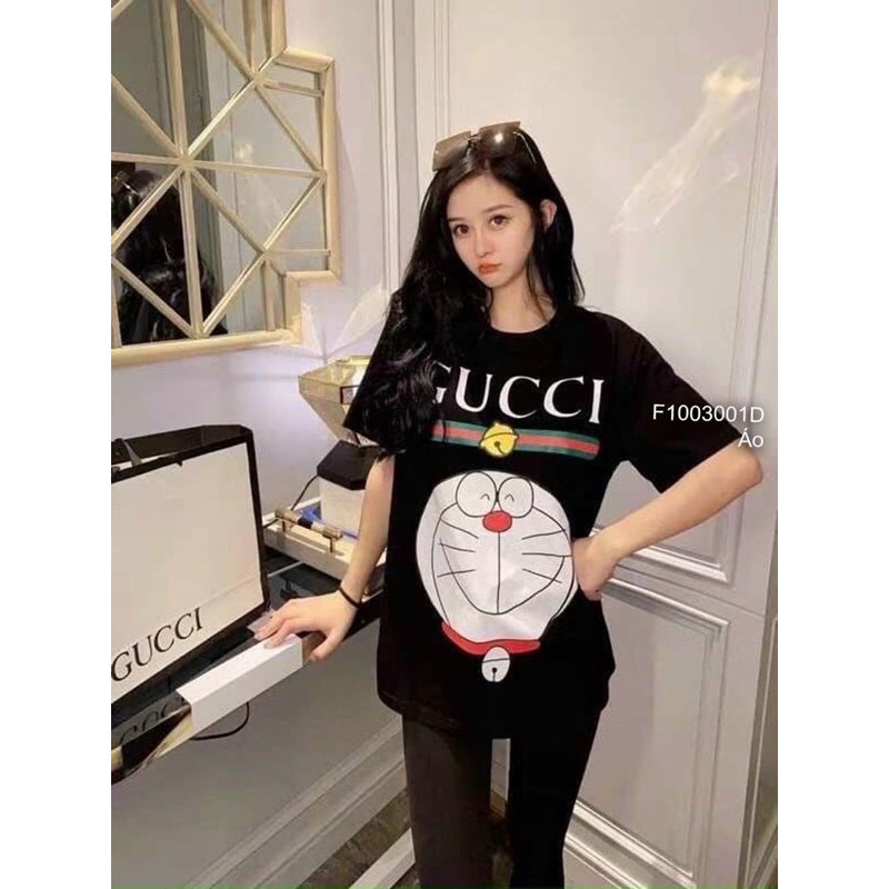 Áo thun gucci in hình đoremon form rộng giấu quần tay con!