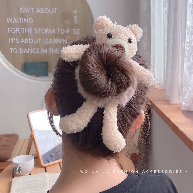 Dây buộc tóc dây cột tóc lông mềm hình gấu dễ thương cute