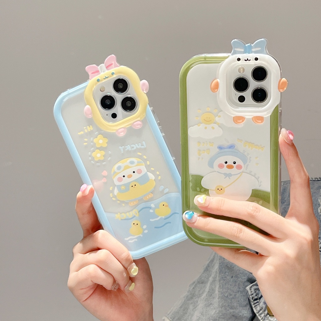 Ốp Điện Thoại Silicon Mềm Chống Sốc In Họa Tiết Hoạt Hình Đính Nơ Cho IPhone 11 13 12 X Xr Xs Pro Max