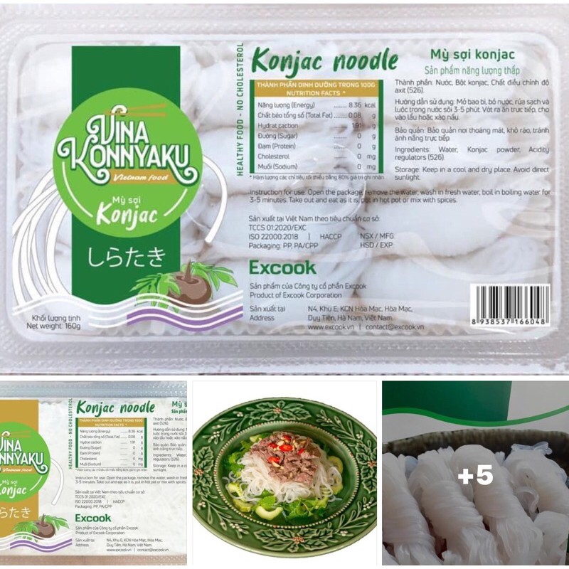 Bún/Mỳ ăn kiêng Konjac Excook, mì Konjac không tinh bột eat clean giảm cân hiệu quả