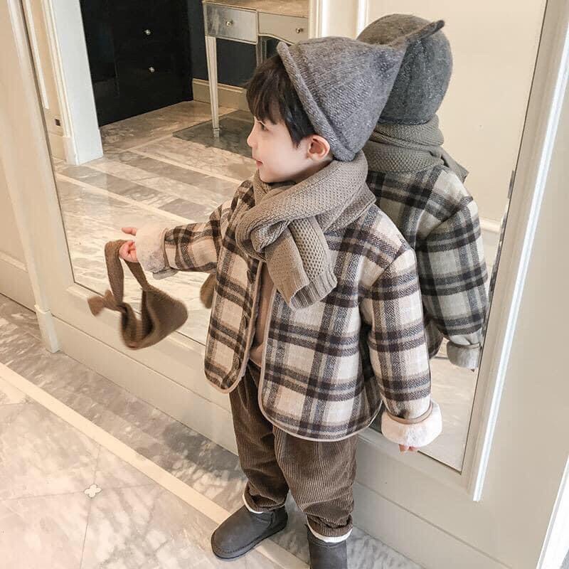Áo khoác dạ kẻ hàn quốc