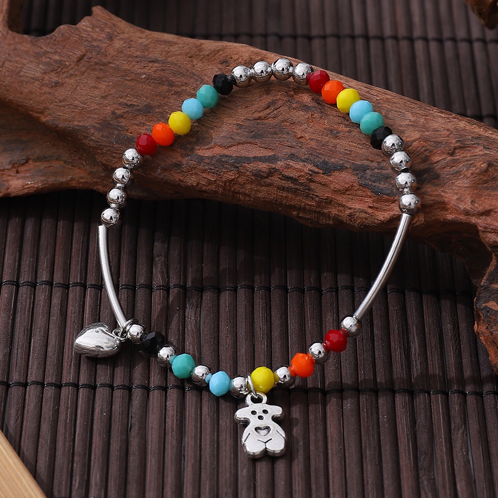 Vòng Tay Co Giãn Mặt Hình Gấu Nhiều Màu Sắc Thời Trang Cho Nữ